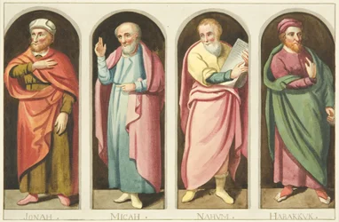 Quattro profeti minori dipinti sul lato ovest dello schermo che divide la navata dal coro della cattedrale di Bristol