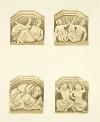 Quattro mensole nel portico nord (originariamente supportanti statue) di St Mary Redcliffe