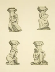 Quattro capitelli sulla torre (originariamente supportanti statue) di St Mary Redcliffe