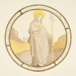 Vetrata nella cappella privata del Palazzo del Vescovo: San Matteo