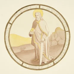 Vetrata nella cappella privata del Palazzo del Vescovo: San Simone