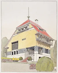 Studio per la casa di Olbrich, Darmstadt, da „Architektur von Olbrich“, pubblicato ca. 1904-14