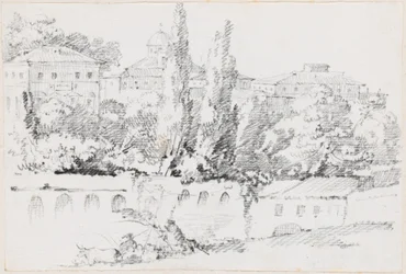 Mura di Roma con Santa Maria del Popolo in Lontananza