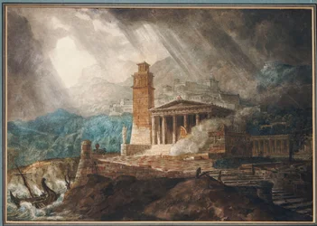 Un capriccio di un porto romano durante una tempesta