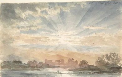 Paesaggio con sole nascente