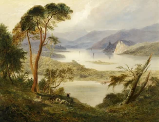 Oberwesel con il castello di Schönburg, sul Reno, 1840