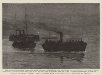 La Disputa di Confine Franco-Siamese, Marinai della HMS Pallas in Viaggio verso Bangkok