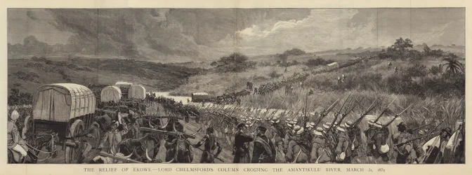Il sollievo di Ekowe, la colonna di Lord Chelmsford attraversa il fiume Amantikulu, 31 marzo 1879