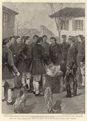 Con lo staff del quartier generale greco a Larissa, il reggimento Erzon che prende il loro Dejeuner