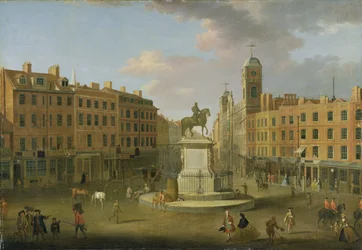 Charing Cross, con la statua di Re Carlo I e Northumberland House, c.1750