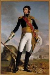 Ritratto a figura intera di Jean Baptiste Jules Bernadotte, principe di Ponte Corvo poi Carlo Giovanni XIV, re di Svezia nel 1818, rappresentato nel 1804. Dipinto di Joseph Nicolas Jouy, 1852