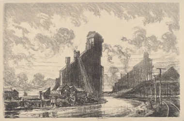 Frantumatore di carbone sul fiume, 1910
