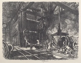 Nel paese di Brobdingnag, la pressa per piegare le piastre corazzate, 1917