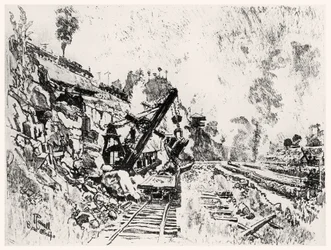 Il Taglio a Bas Obispo, tavola XI da Il Canale di Panama di Joseph Pennell, 1912