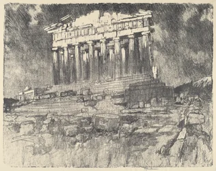 La facciata del Partenone, tramonto, 1913