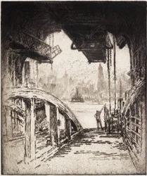 La casa del traghetto; Il traghetto di Cortland Street dal lato di Jersey City, 1919