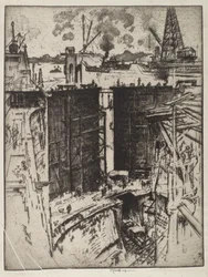 La porta di guardia, chiusa di Gatun, Panama, 1912 (incisione su carta)