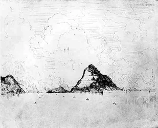 La Bocca del Canale dal Mare, tavola XXVIII da Il Canale di Panama di Joseph Pennell, 1912