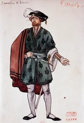 Costume per il personaggio di Faust ne La damnation de Faust di Hector Berlioz, bozzetto di Joseph Porphyre Pinchon (1871-1953)