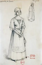 Costume per il personaggio di Margherita in Dannazione di Faust di Hector Berlioz, schizzo di Joseph Porphyre Pinchon (1871-1953)