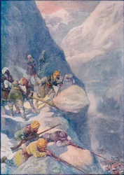 Schiacciati da pietre rotolanti, falciati da raffiche di fucilate, gli uomini cadevano a centinaia