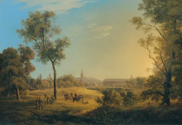 Scena dalle guerre napoleoniche: Vista di Kaiserebersdorf