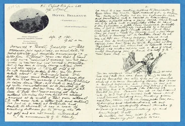 Lettera autografa al Col. H. W. Feilden, Hotel Bellvue Cannes, 9 aprile