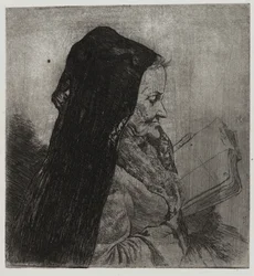 Vecchia donna che legge, stampato da Sigmund Abeles e Edmond Casarella