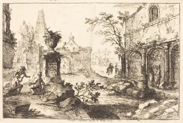 Fantasia architettonica con rovine romane
