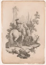Giovane a cavallo con un servitore