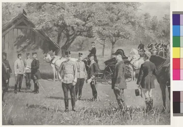 Imperatore Franz Joseph I e Imperatore Guglielmo II sulla Piazza del Rendezvous a Totis