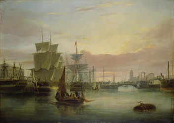 Il porto galleggiante, Bristol, con il ponte di Prince Street