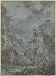 Resa di un comandante militare (Gruppo di illustrazioni simili con cavalieri e cavalieri)