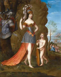 Francese:  Portrait de femme en Minerve Ritratto di signora come Minerva