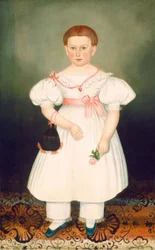 Ragazza con borsetta e rosa, ca. 1840