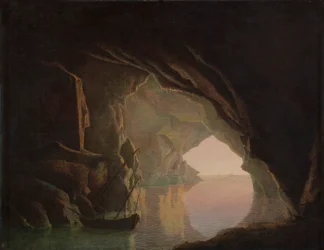 Una grotta nel Golfo di Salerno, tramonto