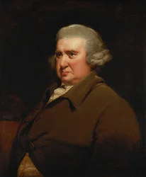 Ritratto di Erasmus Darwin, mezzo busto, in giacca di bufalo e camicia bianca