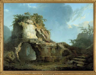 La tomba del poeta romano Virgilio (70-19 a.C.). Si trova vicino alla grotta di Pozzuoli, presso Napoli. Dipinto di Joseph Wright of Derby (1734-1797), 1785, Belfast, Ulster Museum