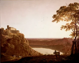 Veduta del Lago di Nemi al crepuscolo