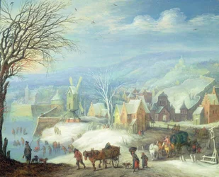 Paesaggio invernale con numerose figure