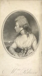 Mrs Robinson. Mary Robinson, nata Darby, conosciuta come Perdita (1758-1800). Attrice, poetessa e romanziera inglese. Prima amante pubblica di Re Giorgio IV mentre era ancora Principe di Galles. Ritratto, dopo Sir Joshua Reynolds.