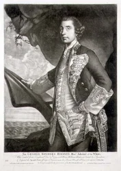 Ritratto di Sir George Brydges Rodney, ammiraglio della White, inciso da William Dickinson pub. da Carington Bowles
