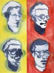 Astratto Volti Rosso Giallo