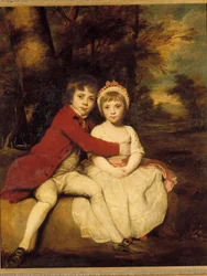 John Parker e sua sorella Theresa. Un fratello e una sorella bambini che stanno affettuosamente insieme. Dipinto di Joshua Reynolds (1723-1792)