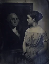 Ragazza con ritratto di George Washington, ca. 1850