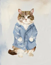 Gattino carino con un cappottino blu