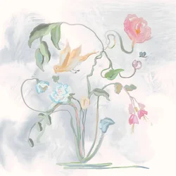 Uccelli e fiori dai colori pastello
