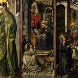 Annunciazione, pannello centrale sinistro del polittico