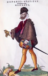 Costume di un nobile spagnolo, incisione da Habitus praecipuorum popularum