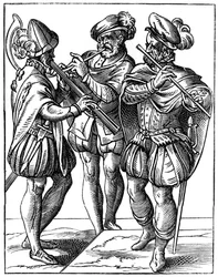 Suonatori di flauto e cornetto, XVI secolo
